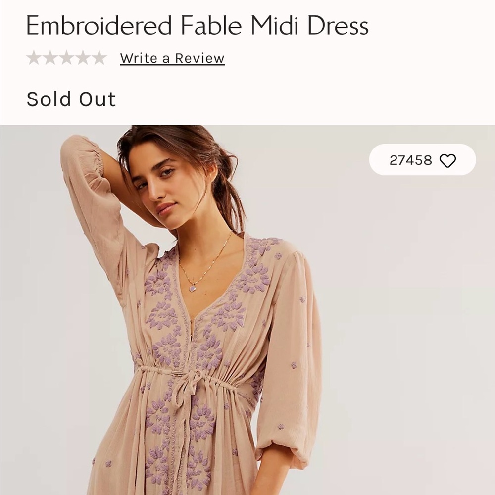 Embroidered Midi Dress with white Floral Design - Picture 6 of 6